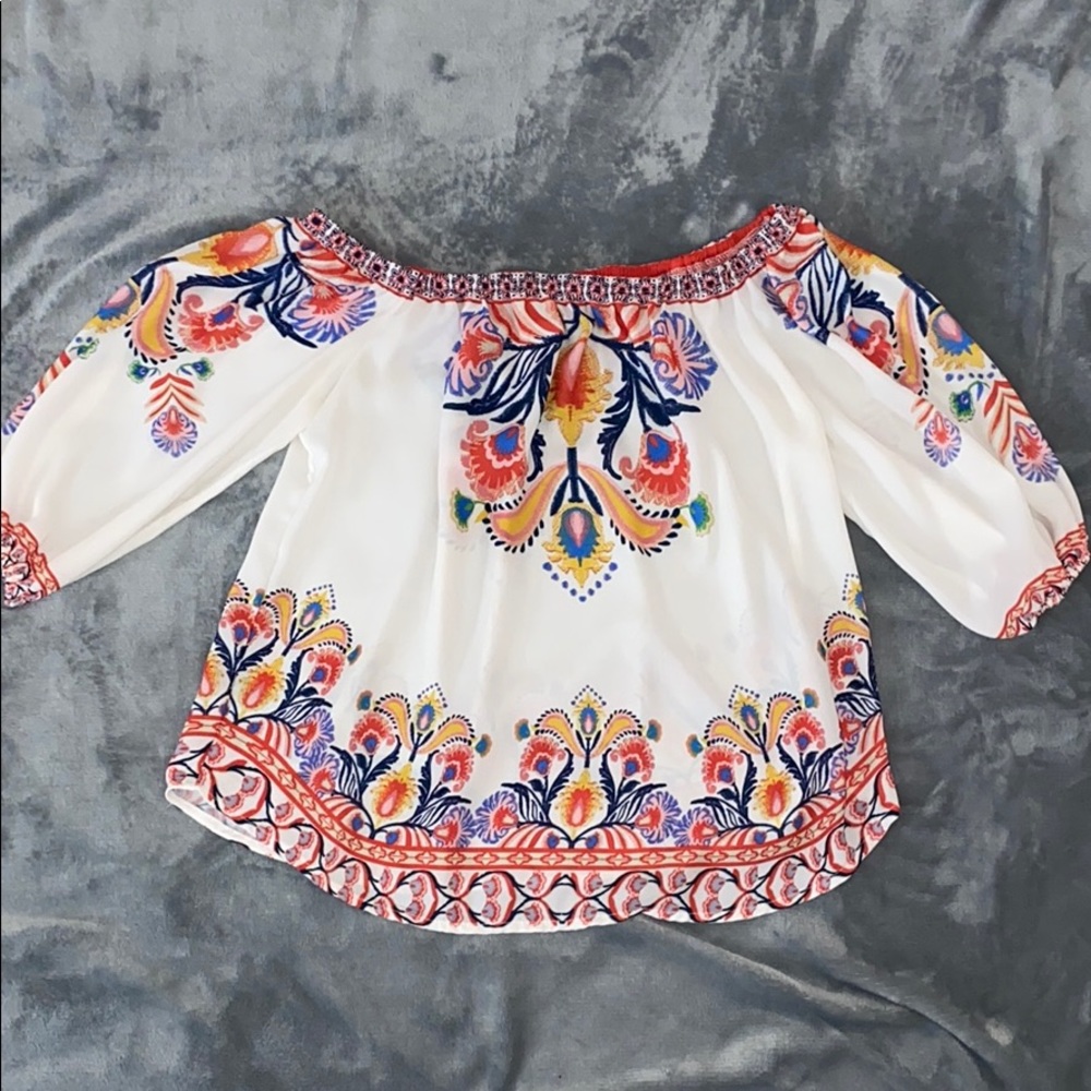 off the shoulder printed top